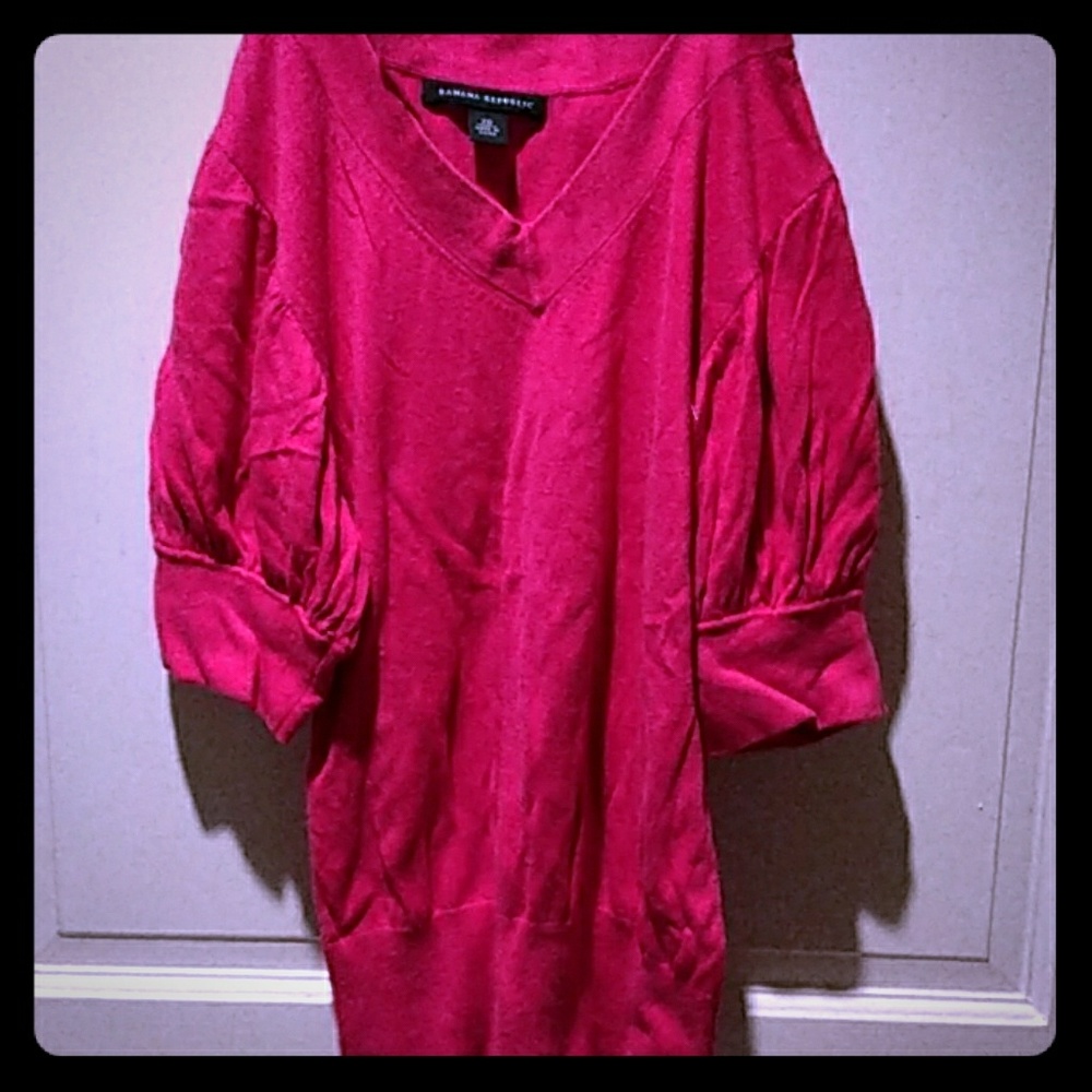 Banana Republic Short puffy sleeve pink sweater
